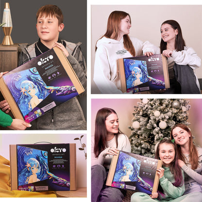 OKTO Manga Elements — Water — 3D Clay Canvas Kit (11.8×15.7 in) — Ages 10+