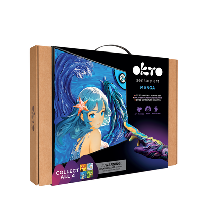 OKTO Manga Elements — Water — 3D Clay Canvas Kit (11.8×15.7 in) — Ages 10+