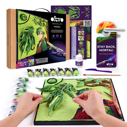 OKTO Manga Elements — Earth — 3D Clay Canvas Kit (11.8×15.7 in) — Ages 10+