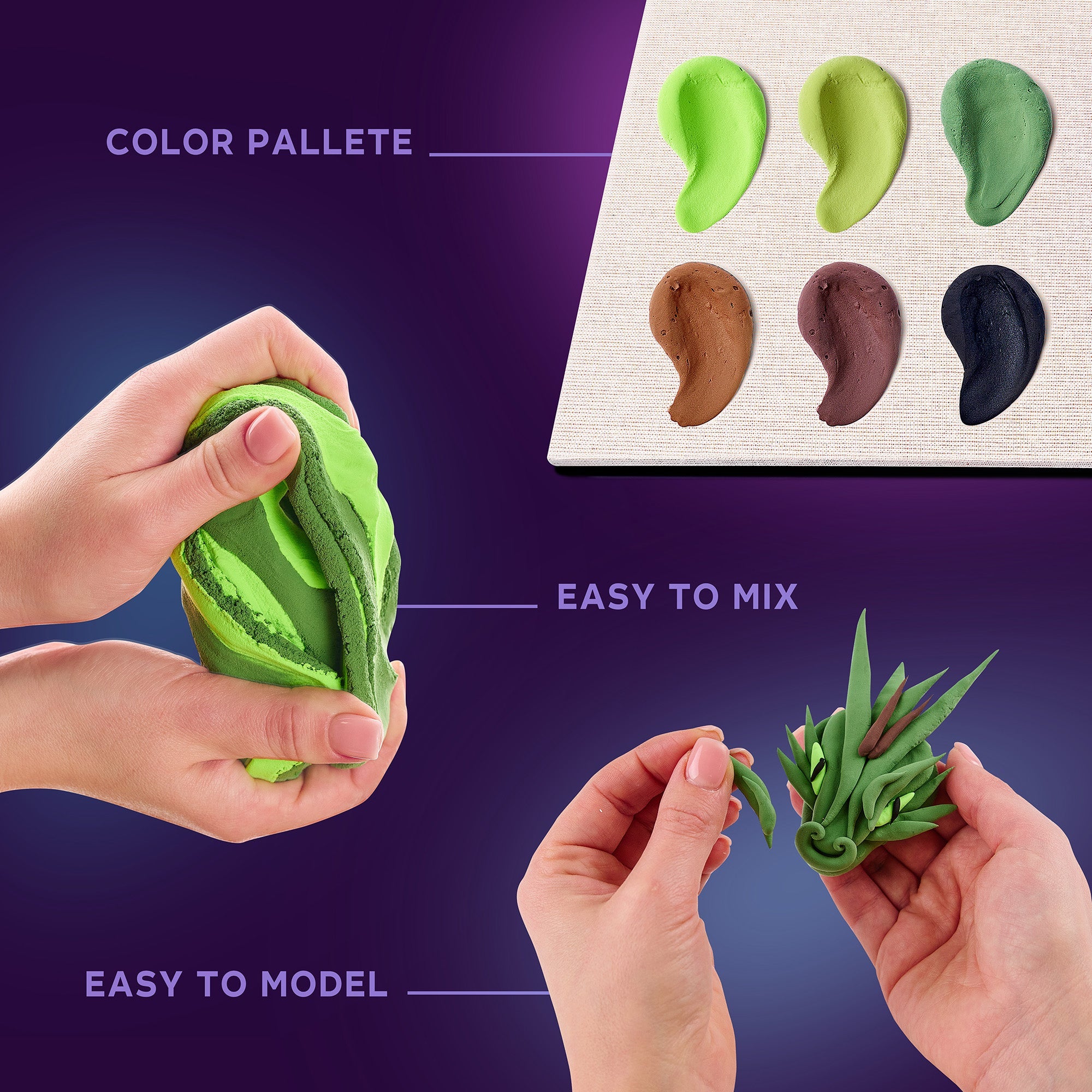 OKTO Manga Elements — Earth — 3D Clay Canvas Kit (11.8×15.7 in) — Ages 10+