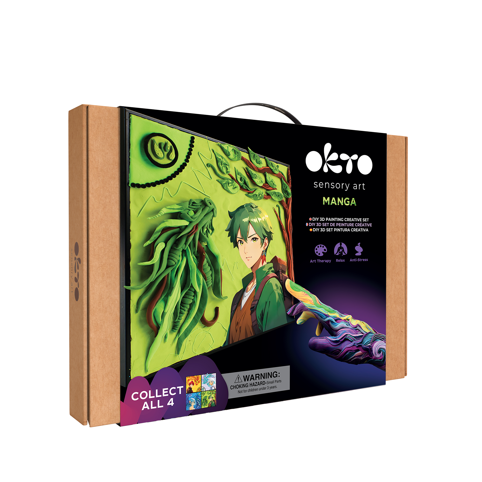 OKTO Manga Elements — Earth — 3D Clay Canvas Kit (11.8×15.7 in) — Ages 10+