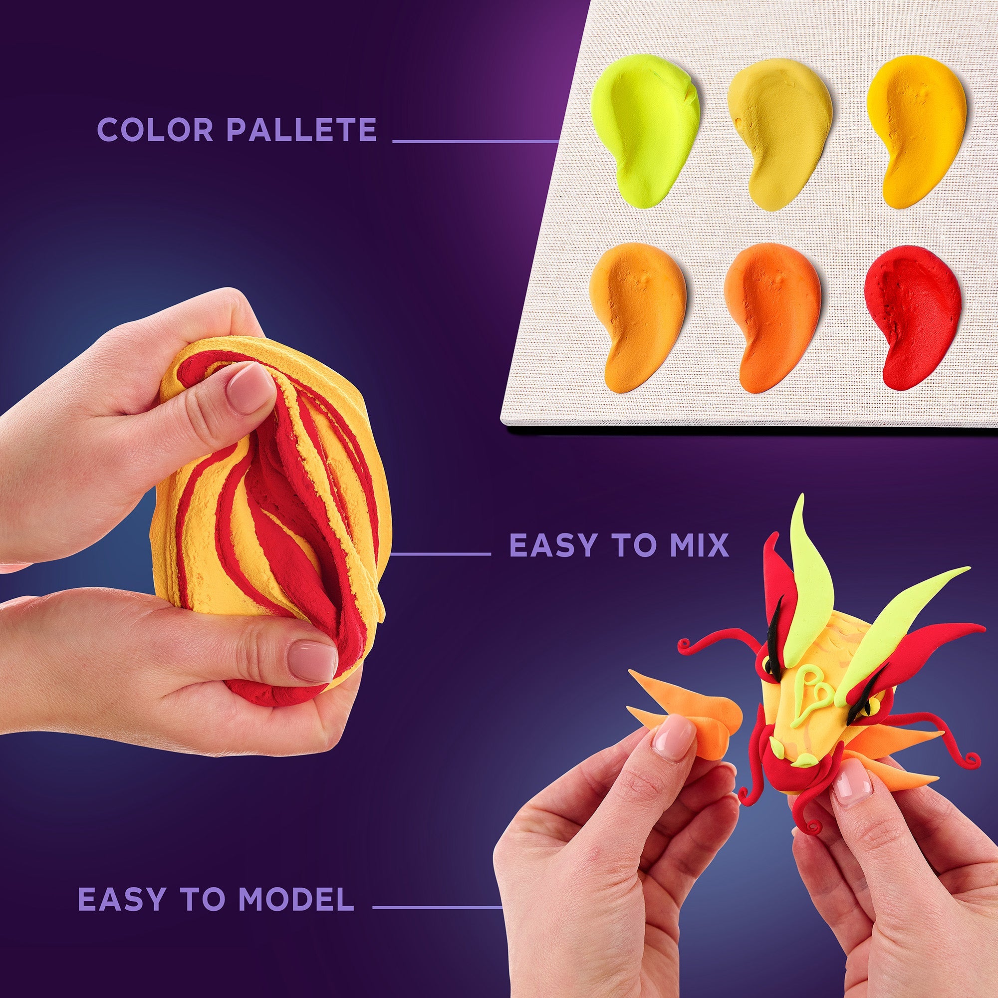 OKTO Manga Elements — Fire — 3D Clay Canvas Kit (11.8×15.7 in) — Ages 10+