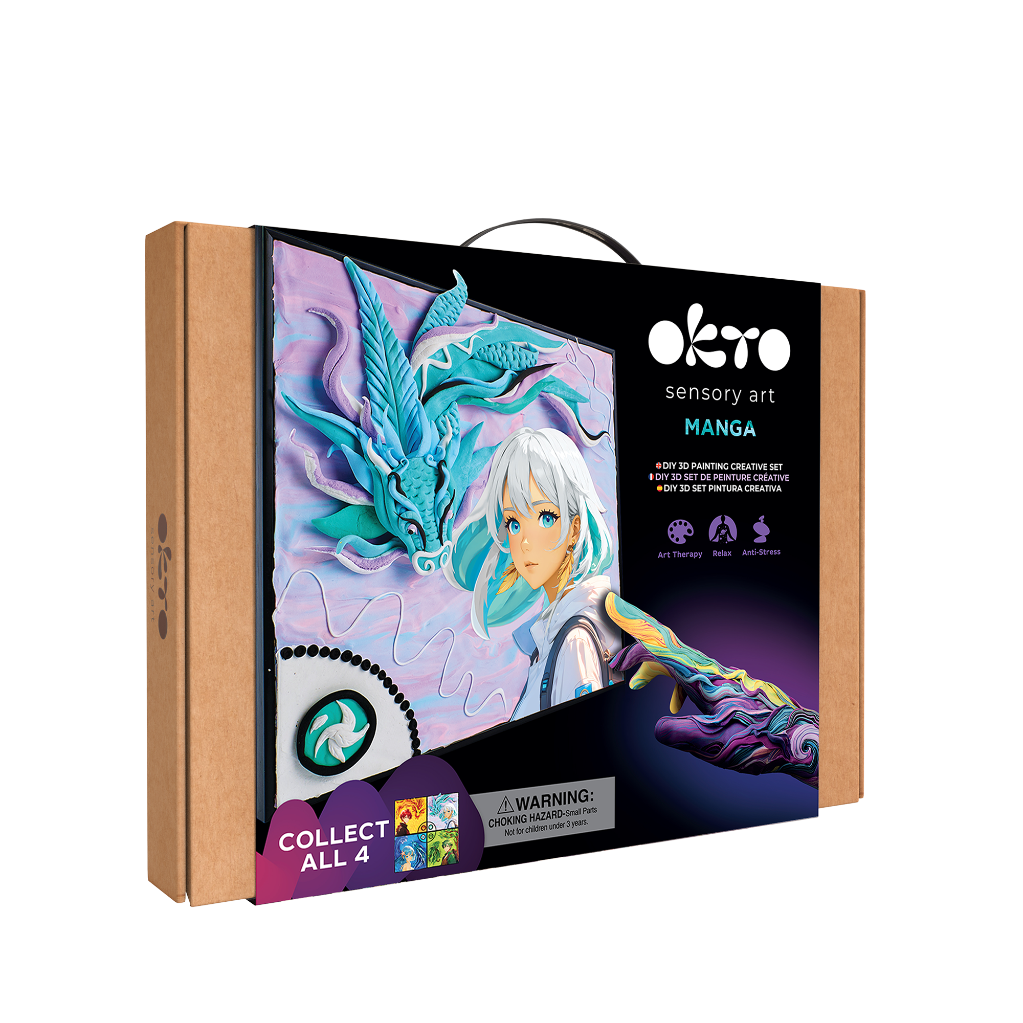 OKTO Manga Elements — Air — 3D Clay Canvas Kit (11.8×15.7 in) — Ages 10+
