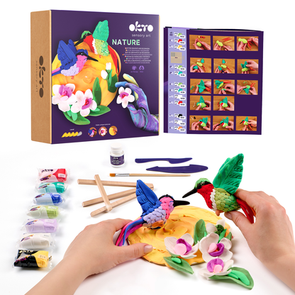 OKTO Air-Dry Clay 3D Painting Kit – 3D Hummingbirds (11.4 x 11.4 in)
