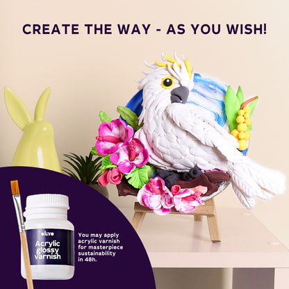 OKTO Air-Dry Clay 3D Painting Kit – 3D Cockatoo (11.4 x 11.4 in)