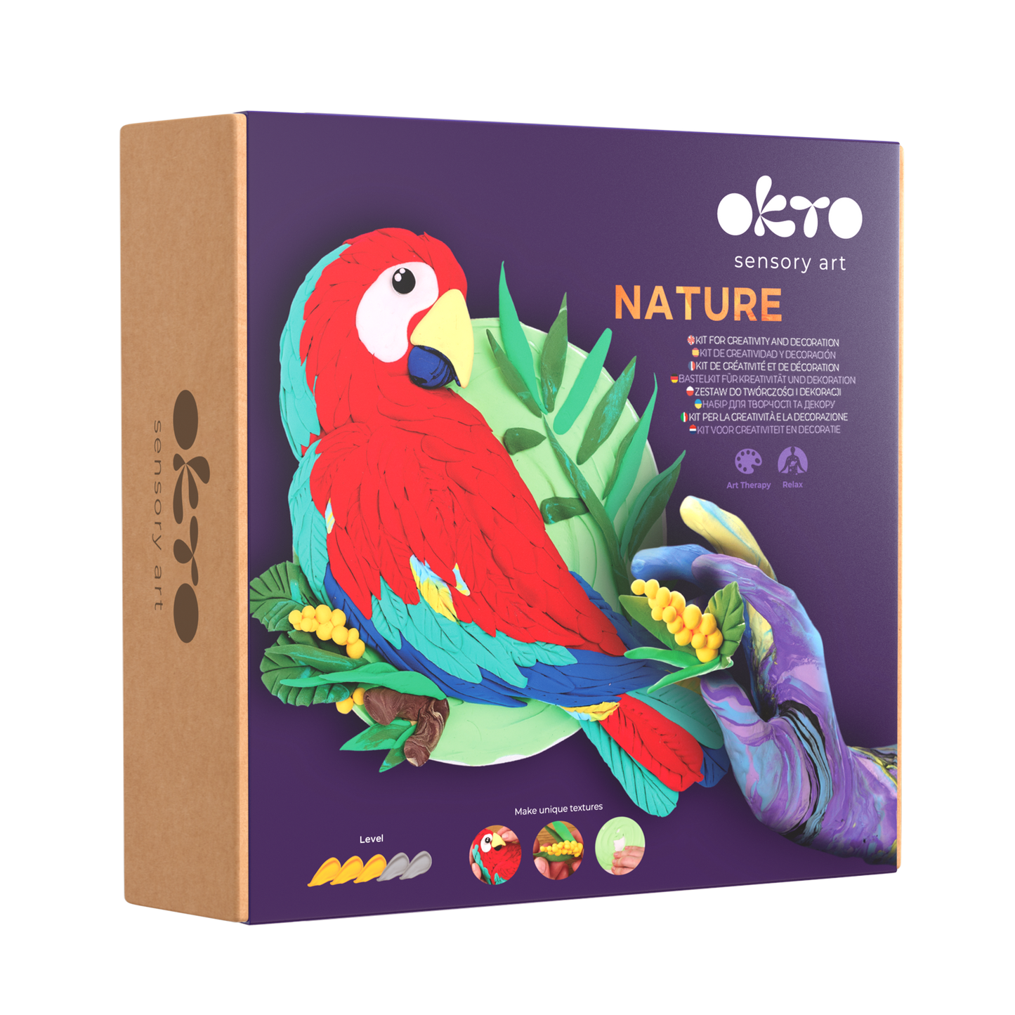 OKTO Air-Dry Clay 3D Painting Kit – 3D Picture Macaw (11.4 x 11.4 in)