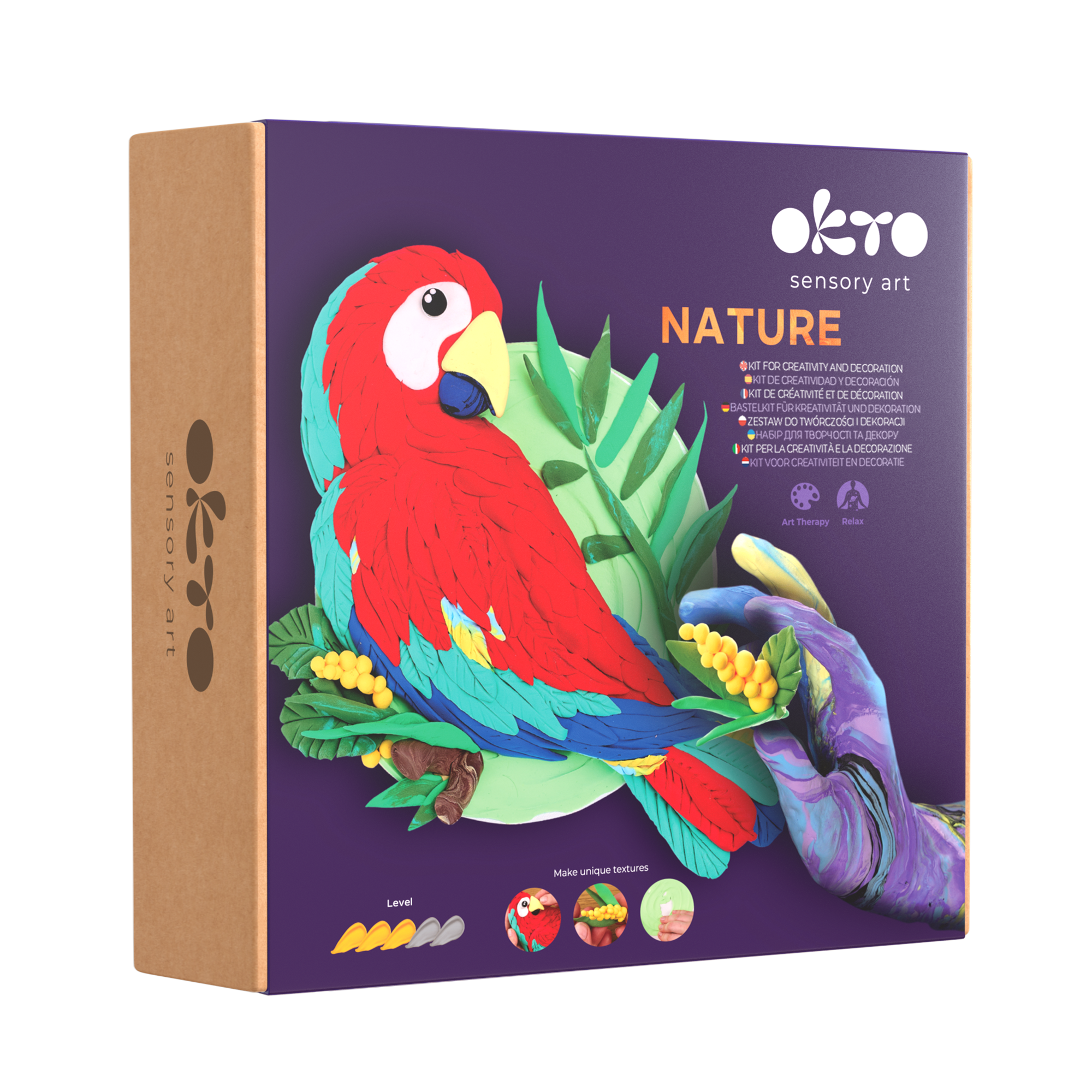 OKTO Air-Dry Clay 3D Painting Kit – 3D Picture Macaw (11.4 x 11.4 in)