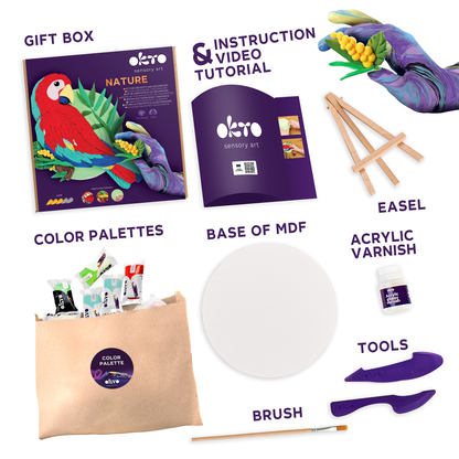 OKTO Air-Dry Clay 3D Painting Kit – 3D Picture Macaw (11.4 x 11.4 in)