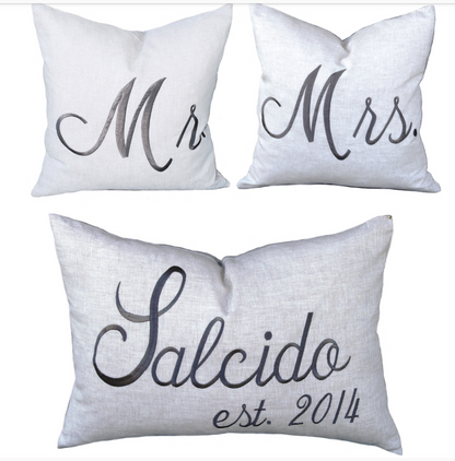 Mr. Mrs. Wedding Anniversary Pillows * CUSTOMIZABLE *