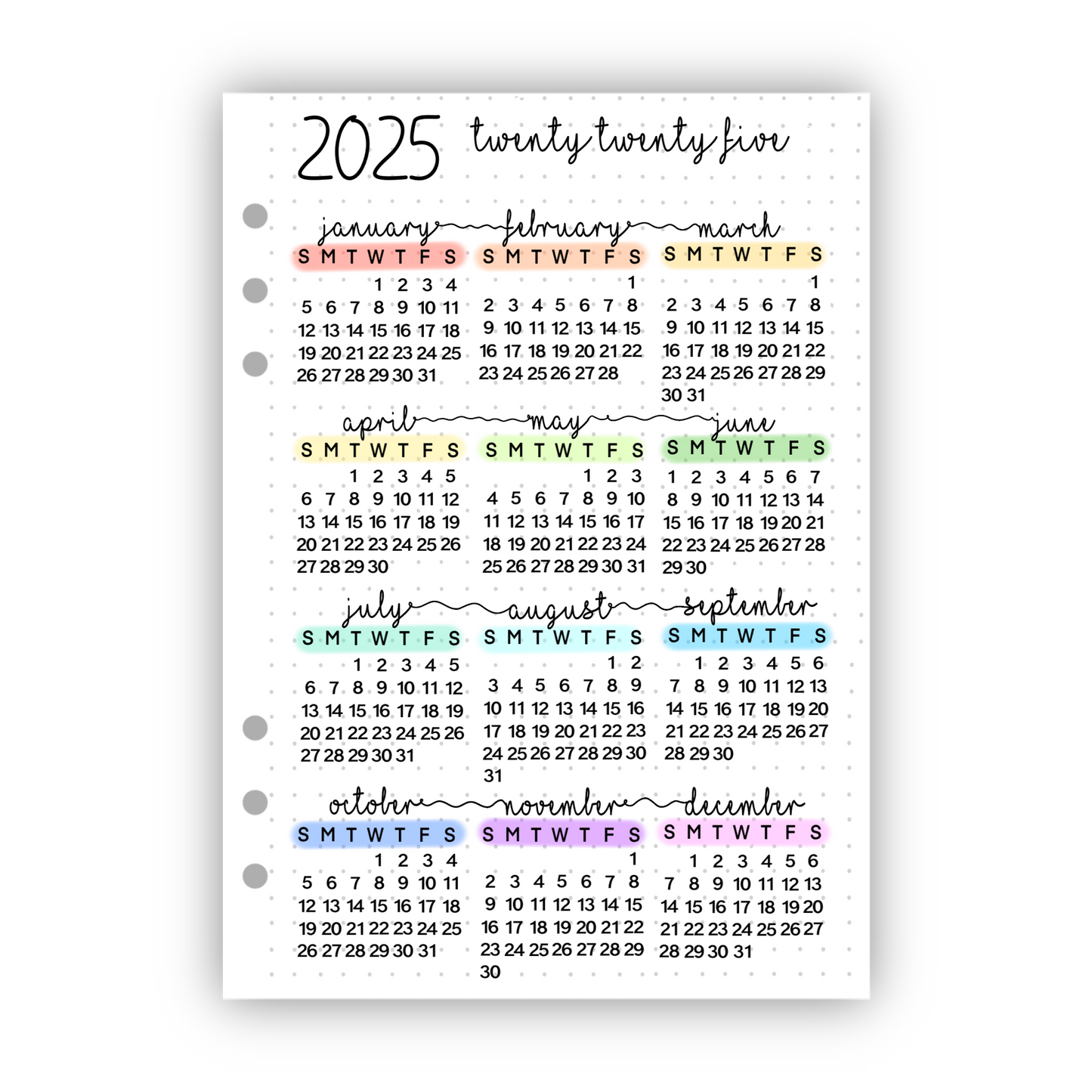 2025 Calendar