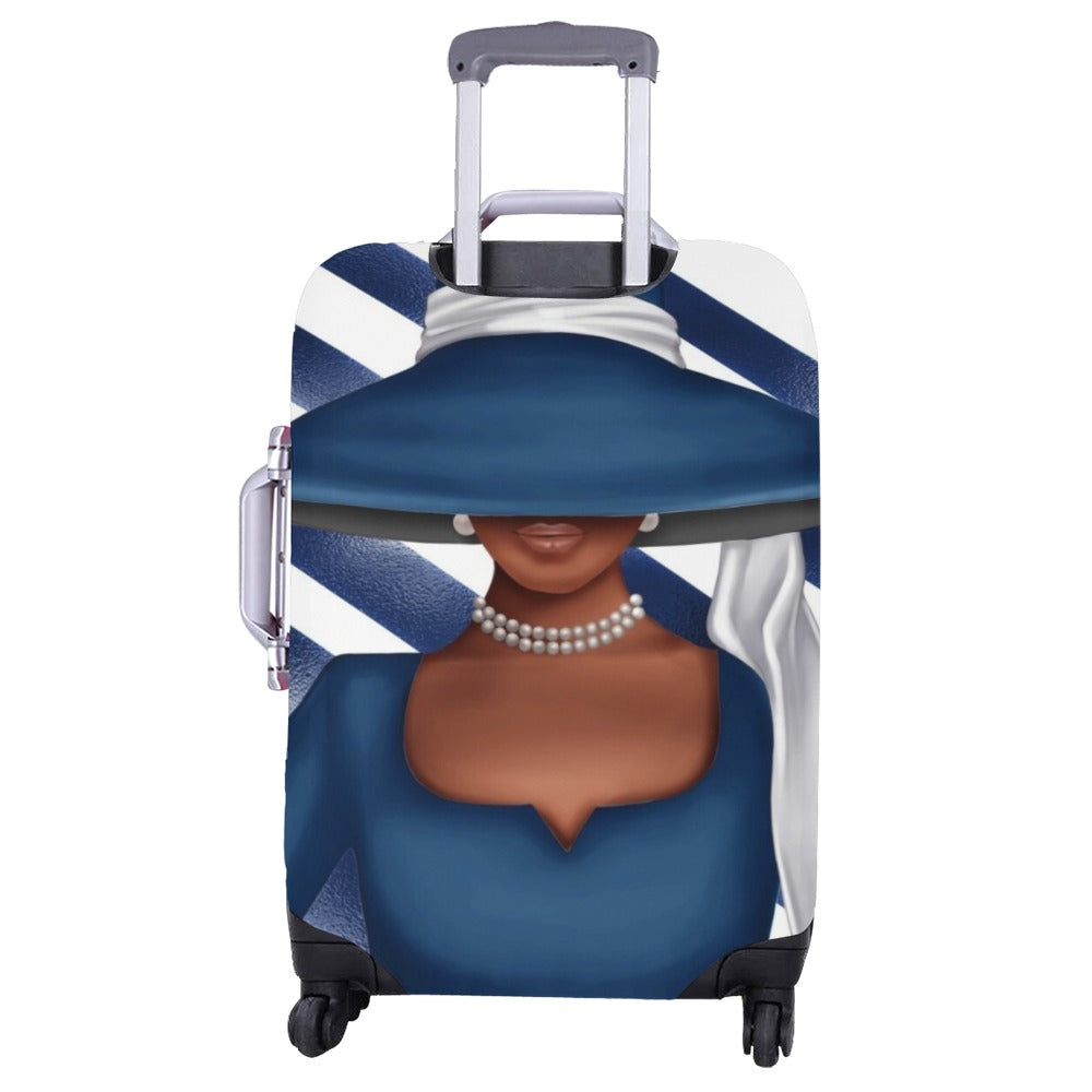 Blue & White Striped Church Lady Luggage Cover Luggage Cover/Large 26"-28"