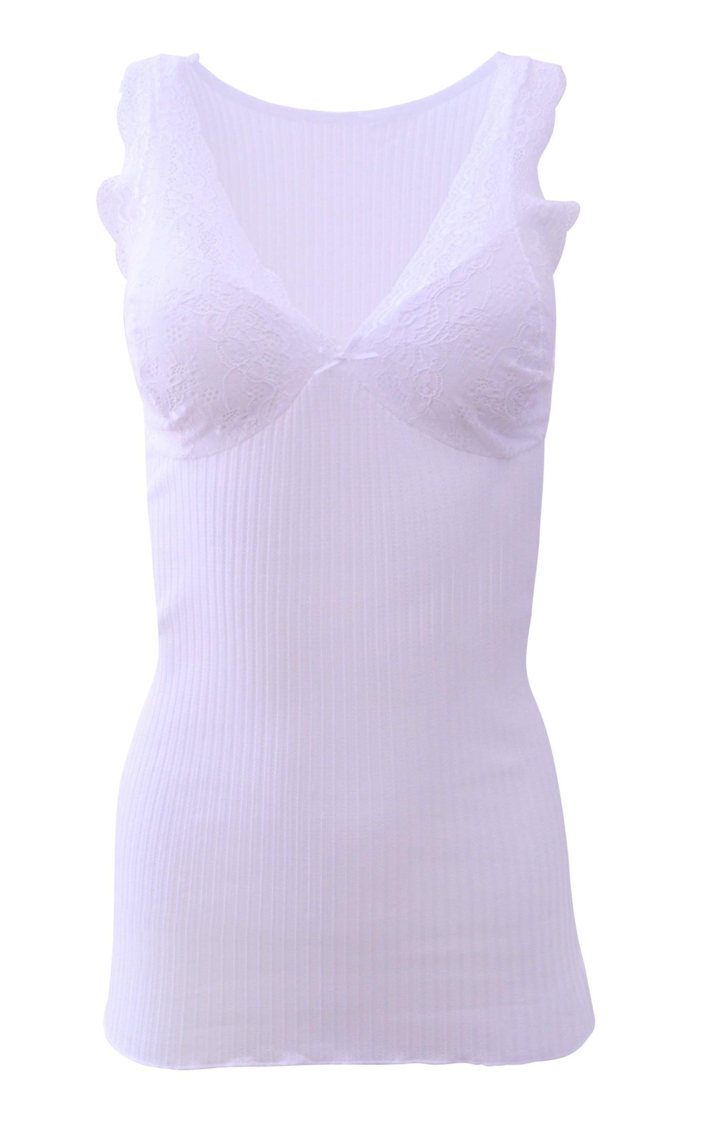 EGI Luxury 100%"Filo di Scozia Cotton Women's Camisole Tank with Lace Trim. Proudly Made in Italy.