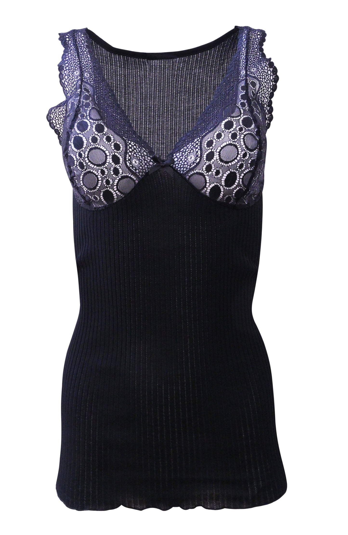 EGI Luxury 100%"Filo di Scozia Cotton Women's Camisole Tank with Lace Trim. Proudly Made in Italy.