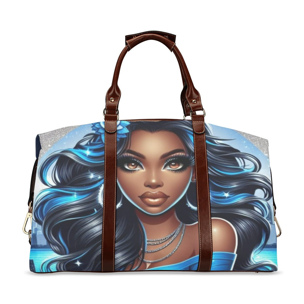 Deep Blue Travel Tote, Luggage, Duffel Bag, African American