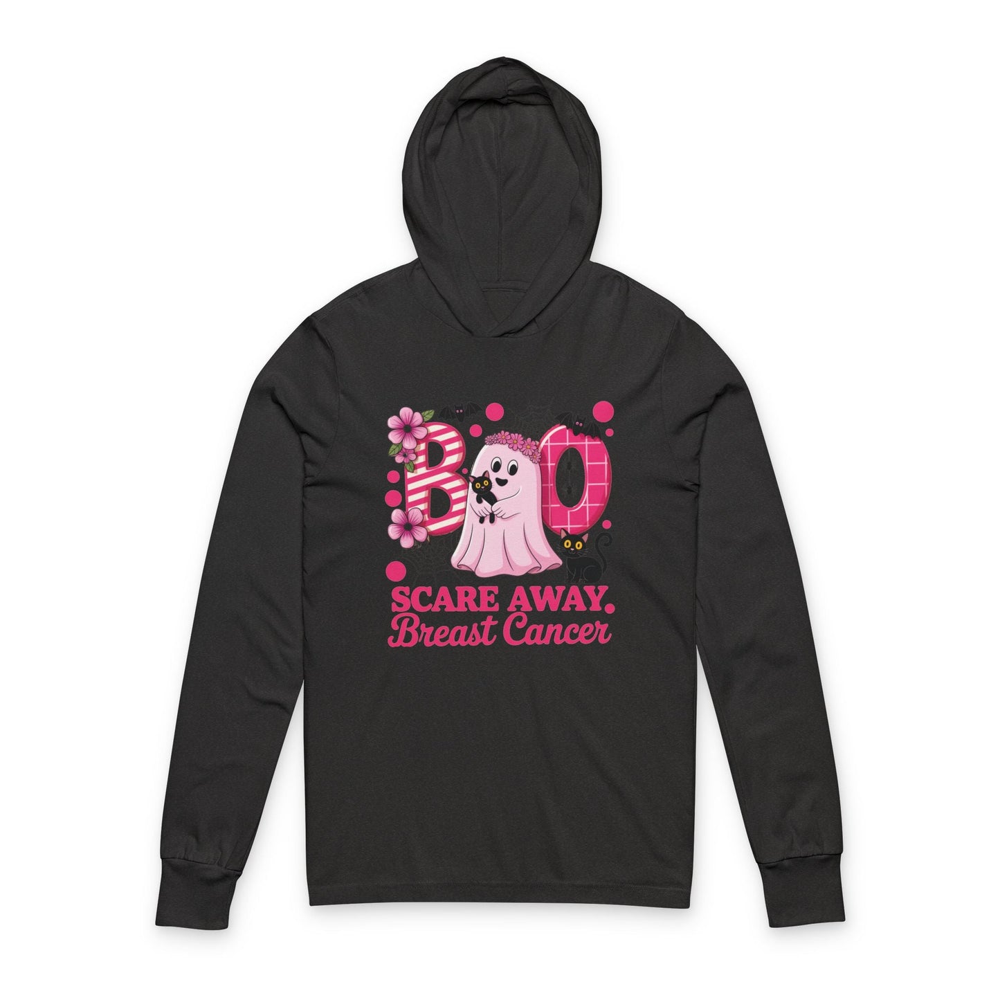 Boo Scare Away Breast Cancer Hoodie - Unisex Long Sleeve Tee, Awareness Shirt, Gift for Survivors, Halloween Apparel, Cancer Awareness [...]