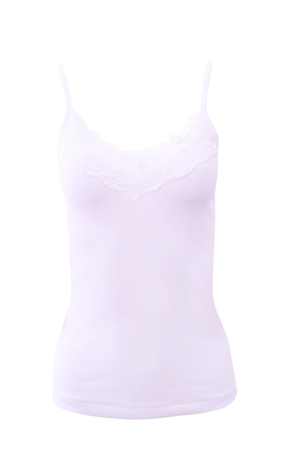 Mare Luxury 100% Mako Cotton Women's Lace-Trimmed Camisole. Proudly Made in Italy (266)