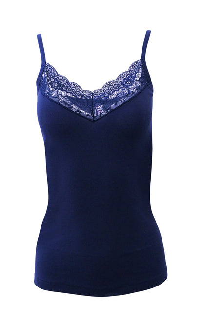 Mare Luxury 100% Mako Cotton Women's Lace-Trimmed Camisole. Proudly Made in Italy (266)