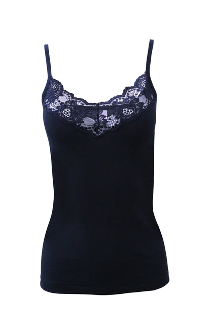 Mare Luxury 100% Mako Cotton Women's Lace-Trimmed Camisole. Proudly Made in Italy (266)