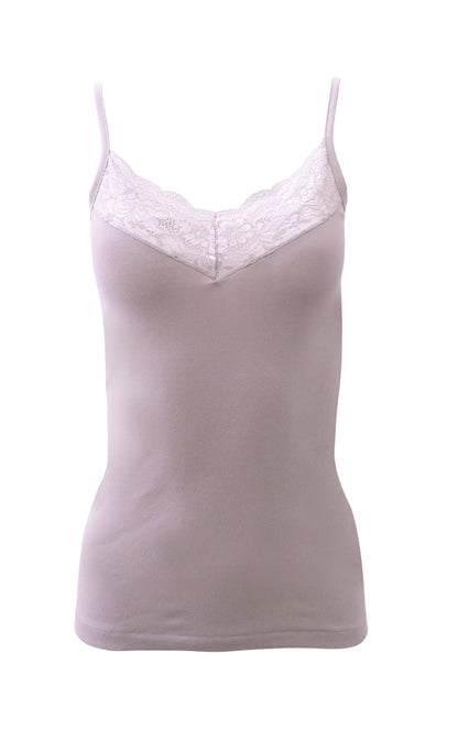 Mare Luxury 100% Mako Cotton Women's Lace-Trimmed Camisole. Proudly Made in Italy (266)