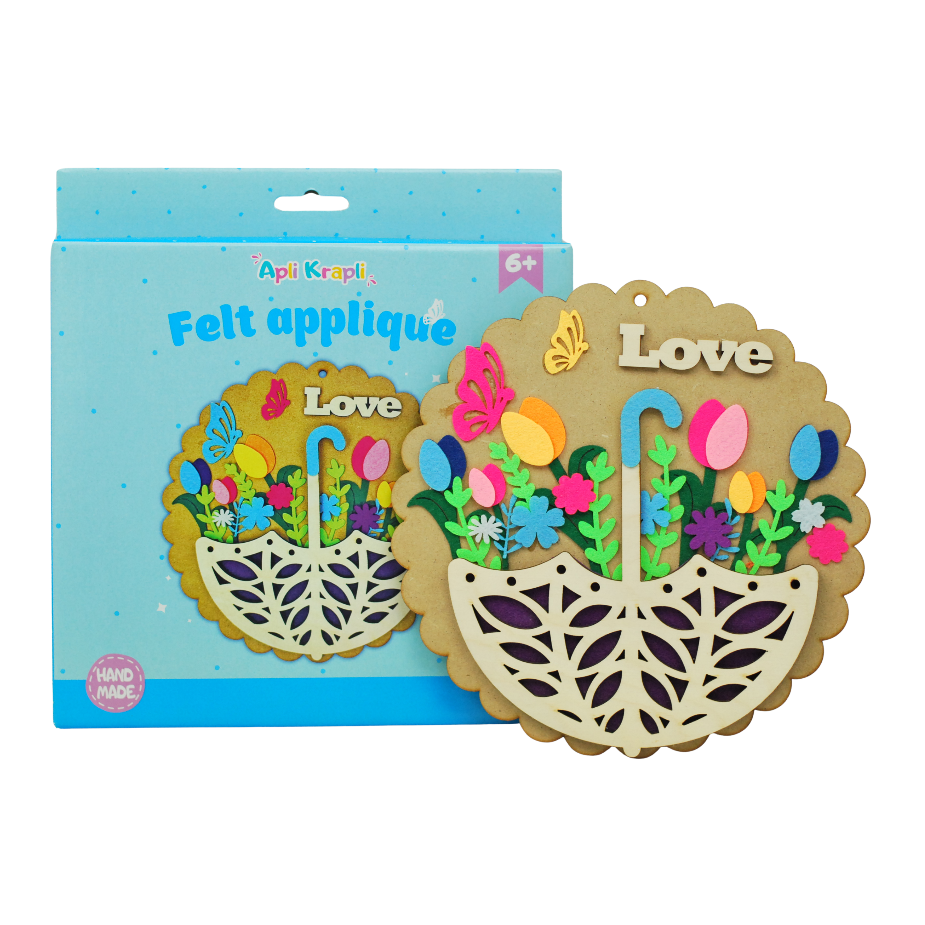APLI Krapli - APLI Krapli Felt Applique Kit Love Kids Sewing Craft Precut Felt & Safe Needle Ages 6+