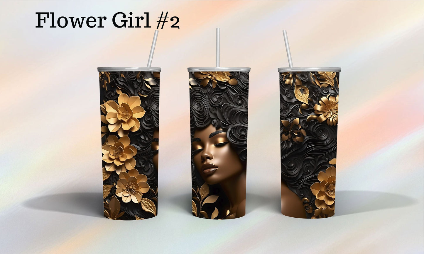 African American Girl covered in Girls Tumbler