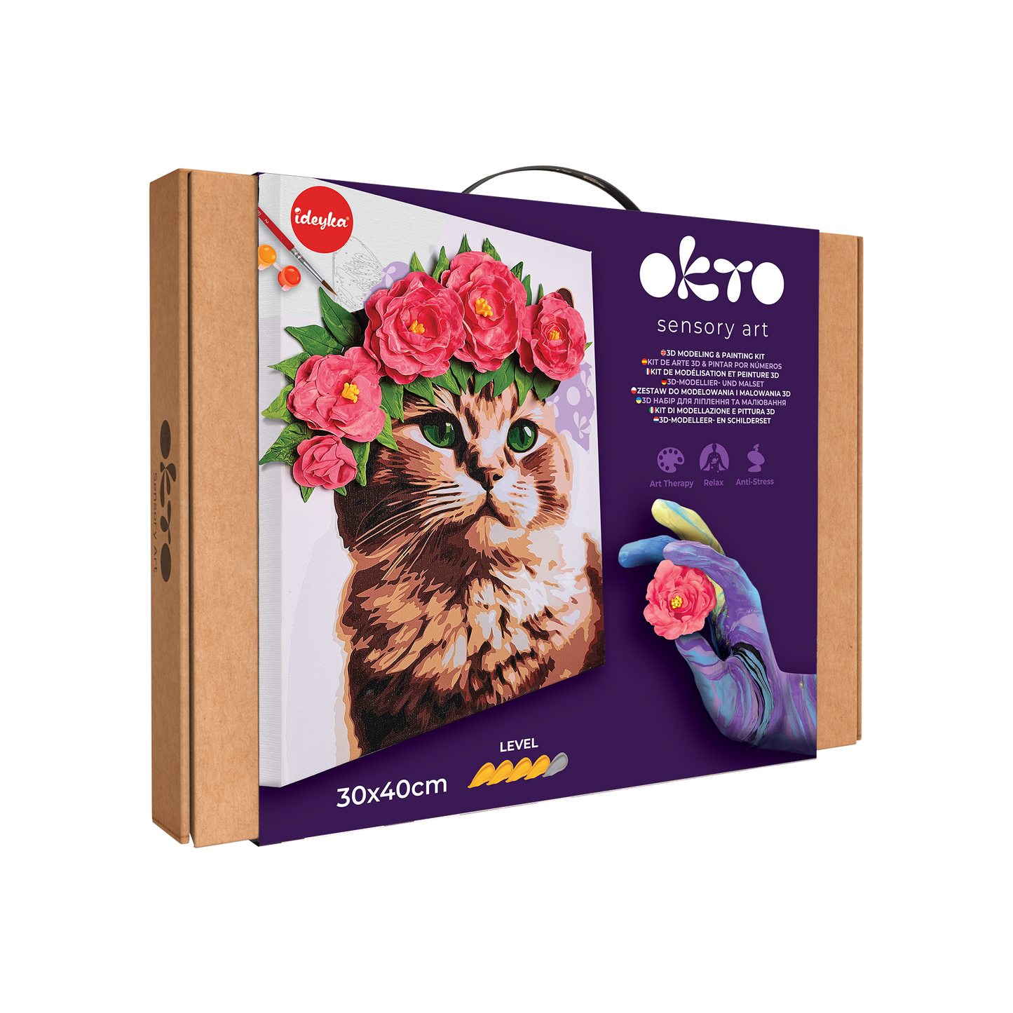 OKTO Air-Dry Clay 3D Painting Kit – Kit a Cat in a Flower Crown (11.8 x 15.7 in)