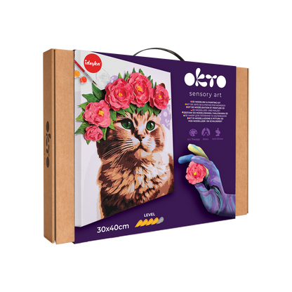 OKTO Air-Dry Clay 3D Painting Kit – Kit a Cat in a Flower Crown (11.8 x 15.7 in)