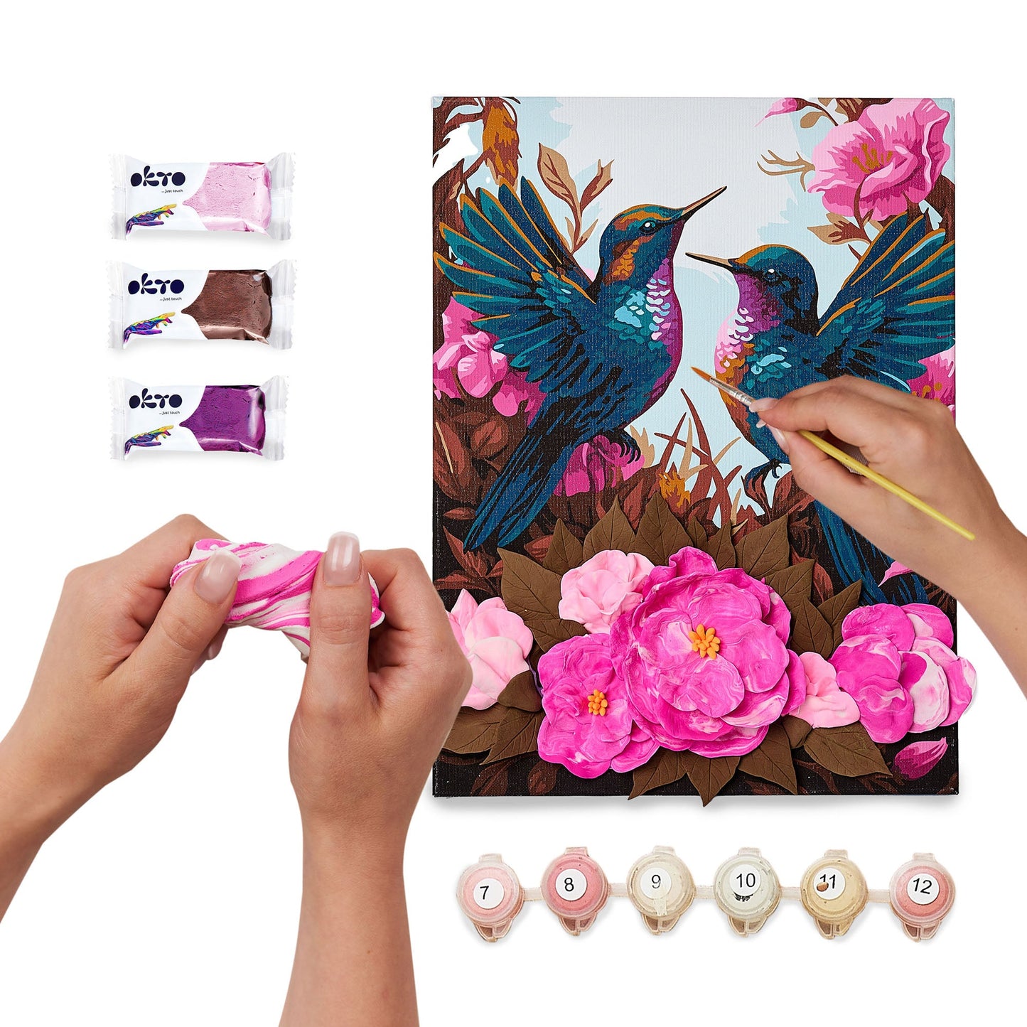 OKTO Air-Dry Clay 3D Painting Kit – Kit Hummingbirds (11.8 x 15.7 in)
