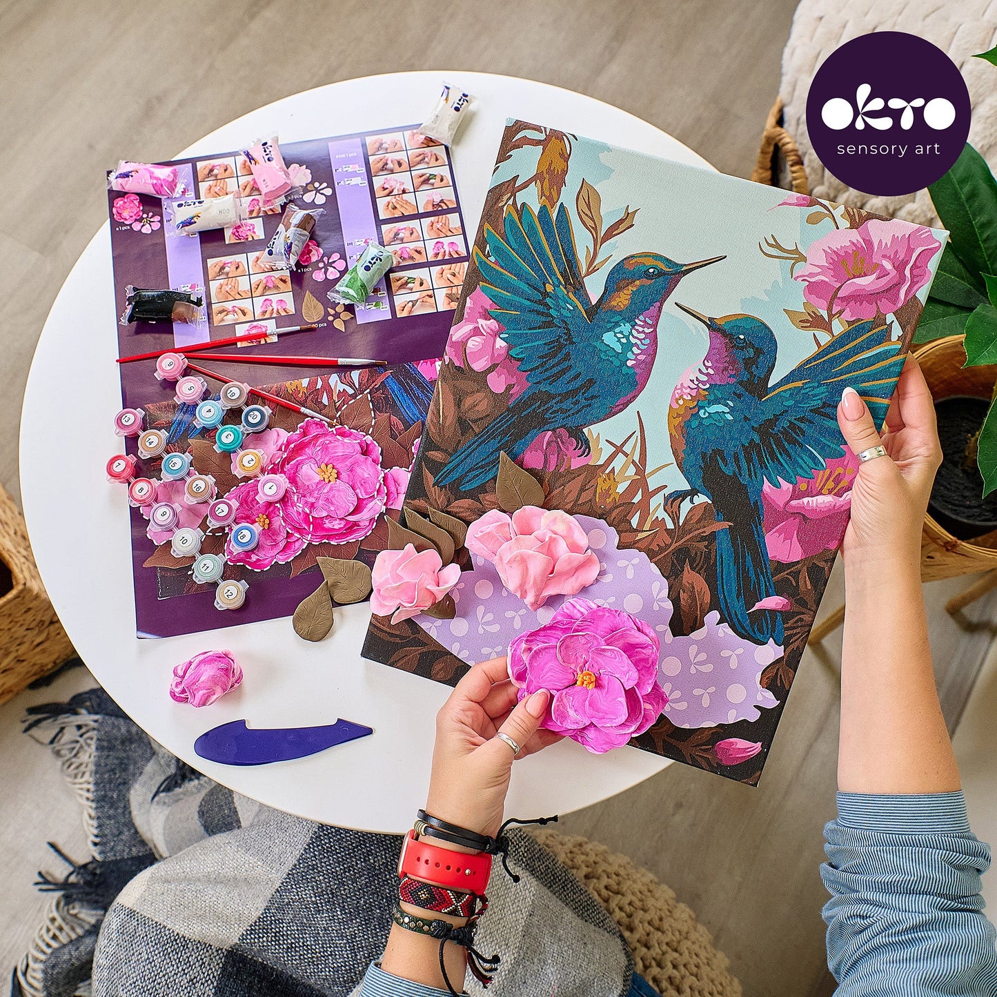 OKTO Air-Dry Clay 3D Painting Kit – Kit Hummingbirds (11.8 x 15.7 in)