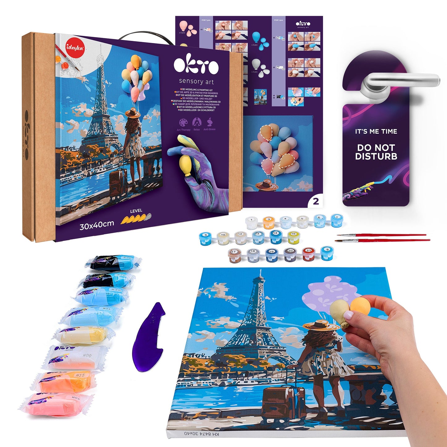 OKTO Air-Dry Clay 3D Painting Kit – Greetings From Paris (11.8 x 15.7 in)