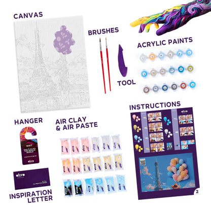 OKTO Air-Dry Clay 3D Painting Kit – Greetings From Paris (11.8 x 15.7 in)