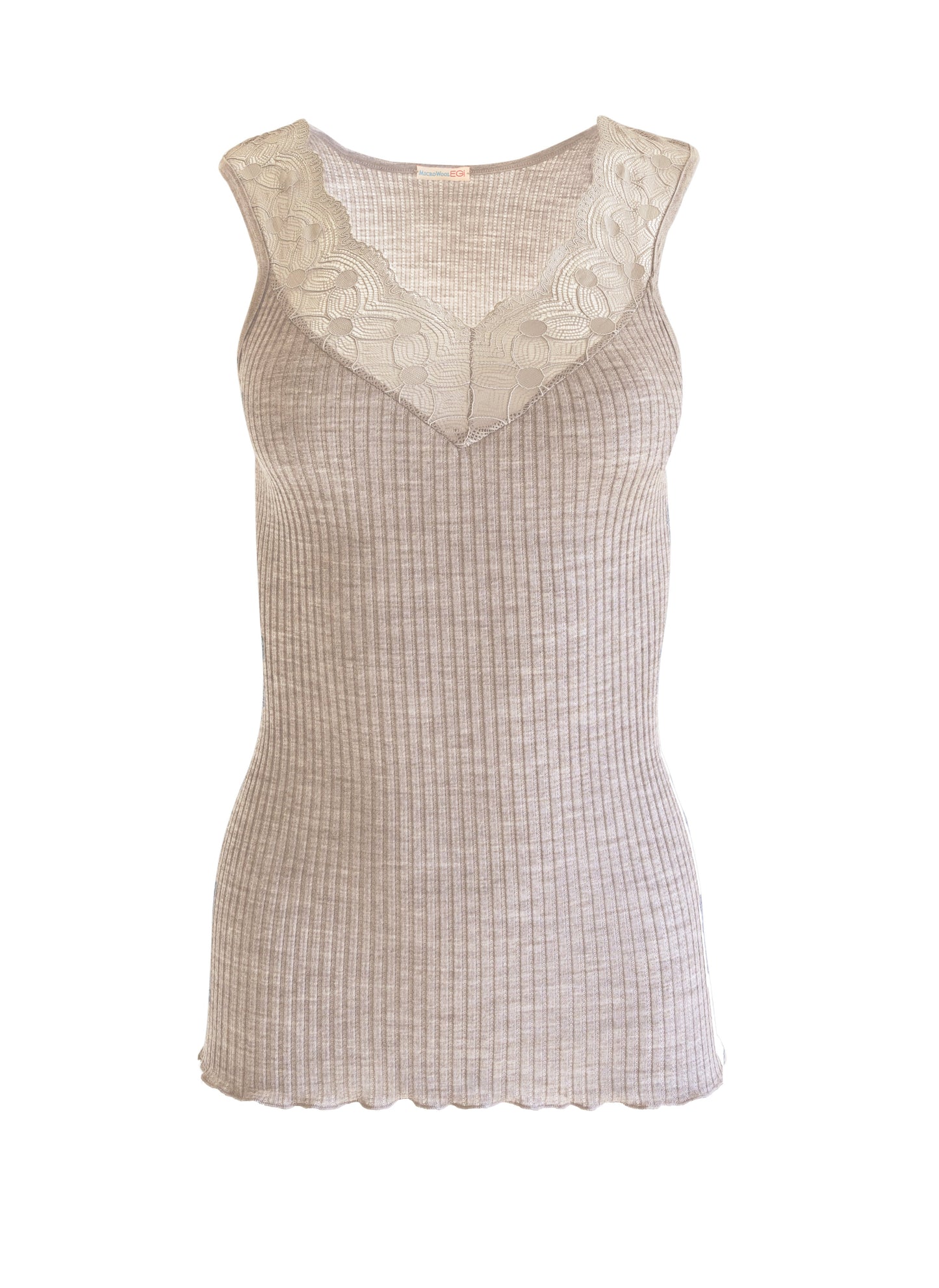 EGI Exclusive Collections Women's Merino Wool Blend Lace-Trimmed Tank Top. Proudly Made in Italy (312)