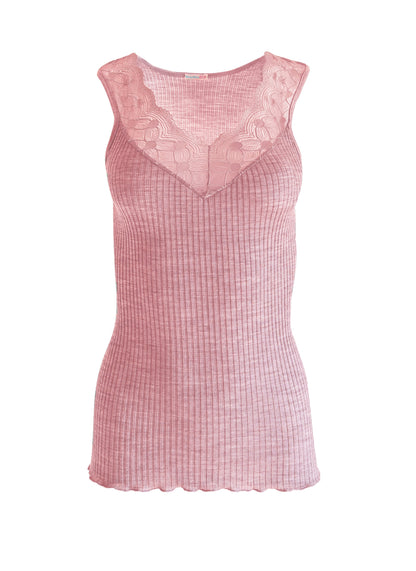 EGI Exclusive Collections Women's Merino Wool Blend Lace-Trimmed Tank Top. Proudly Made in Italy (312)