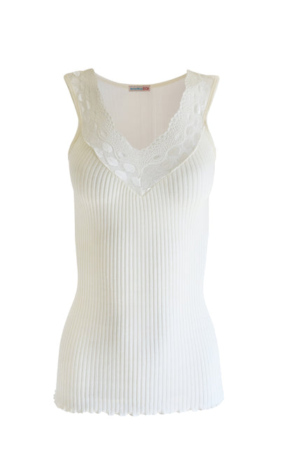 EGI Exclusive Collections Women's Merino Wool Blend Lace-Trimmed Tank Top. Proudly Made in Italy (312)