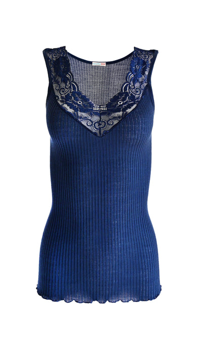EGI Exclusive Collections Women's Merino Wool Blend Lace-Trimmed Tank Top. Proudly Made in Italy (312)