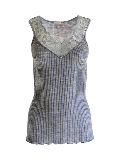 EGI Exclusive Collections Women's Merino Wool Blend Lace-Trimmed Tank Top. Proudly Made in Italy (312)