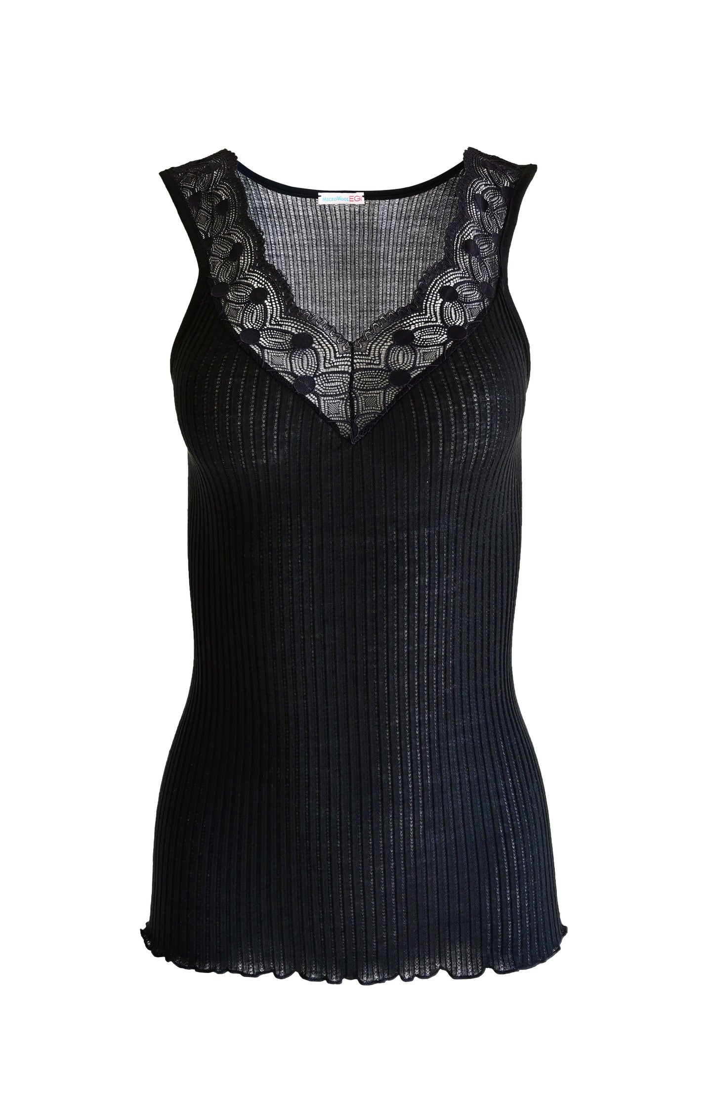 EGI Exclusive Collections Women's Merino Wool Blend Lace-Trimmed Tank Top. Proudly Made in Italy (312)