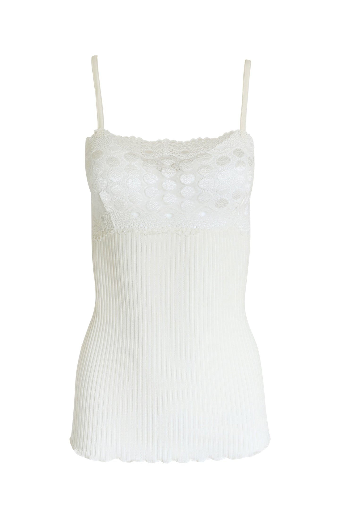 EGI Exclusive Women's Merino Wool Blend Spaghetti Straps Lace-Trimmed Camisole. Proudly Made in Italy (315)