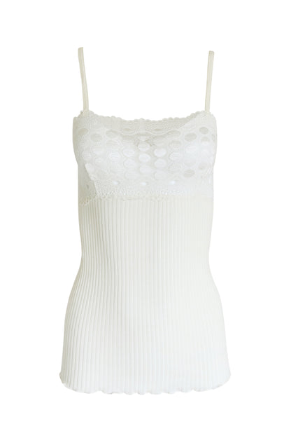 EGI Exclusive Women's Merino Wool Blend Spaghetti Straps Lace-Trimmed Camisole. Proudly Made in Italy (315)