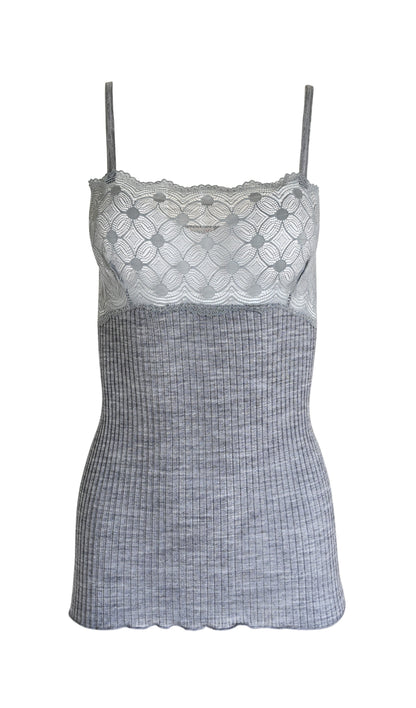 EGI Exclusive Women's Merino Wool Blend Spaghetti Straps Lace-Trimmed Camisole. Proudly Made in Italy (315)