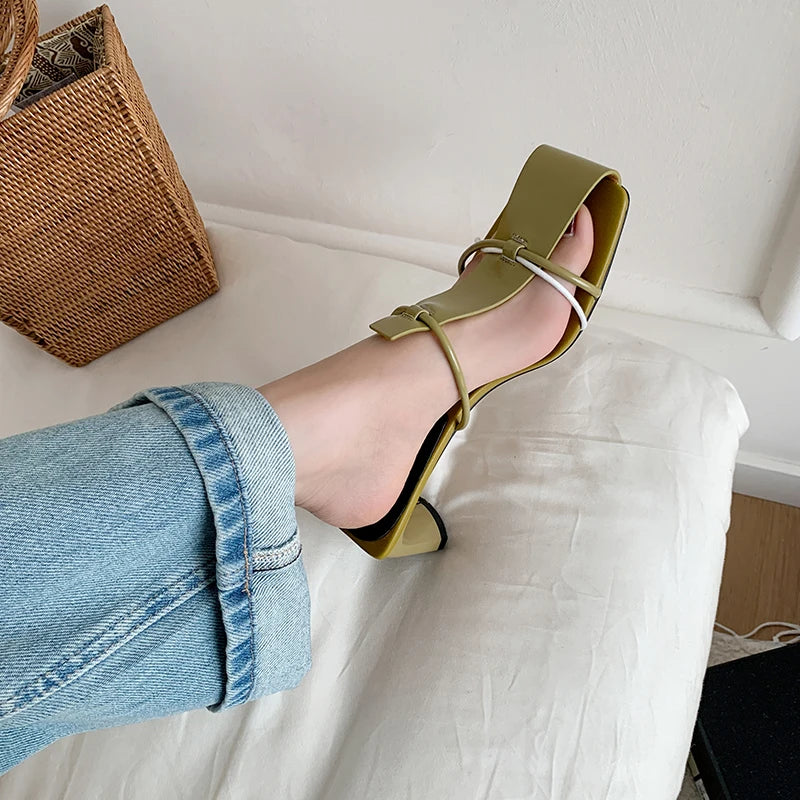 New Summer Slippers Women Mules High Heels Sandals Shoes for Women Casual Shoes Zapatos De Mujer Gladiator Ladies Shoes