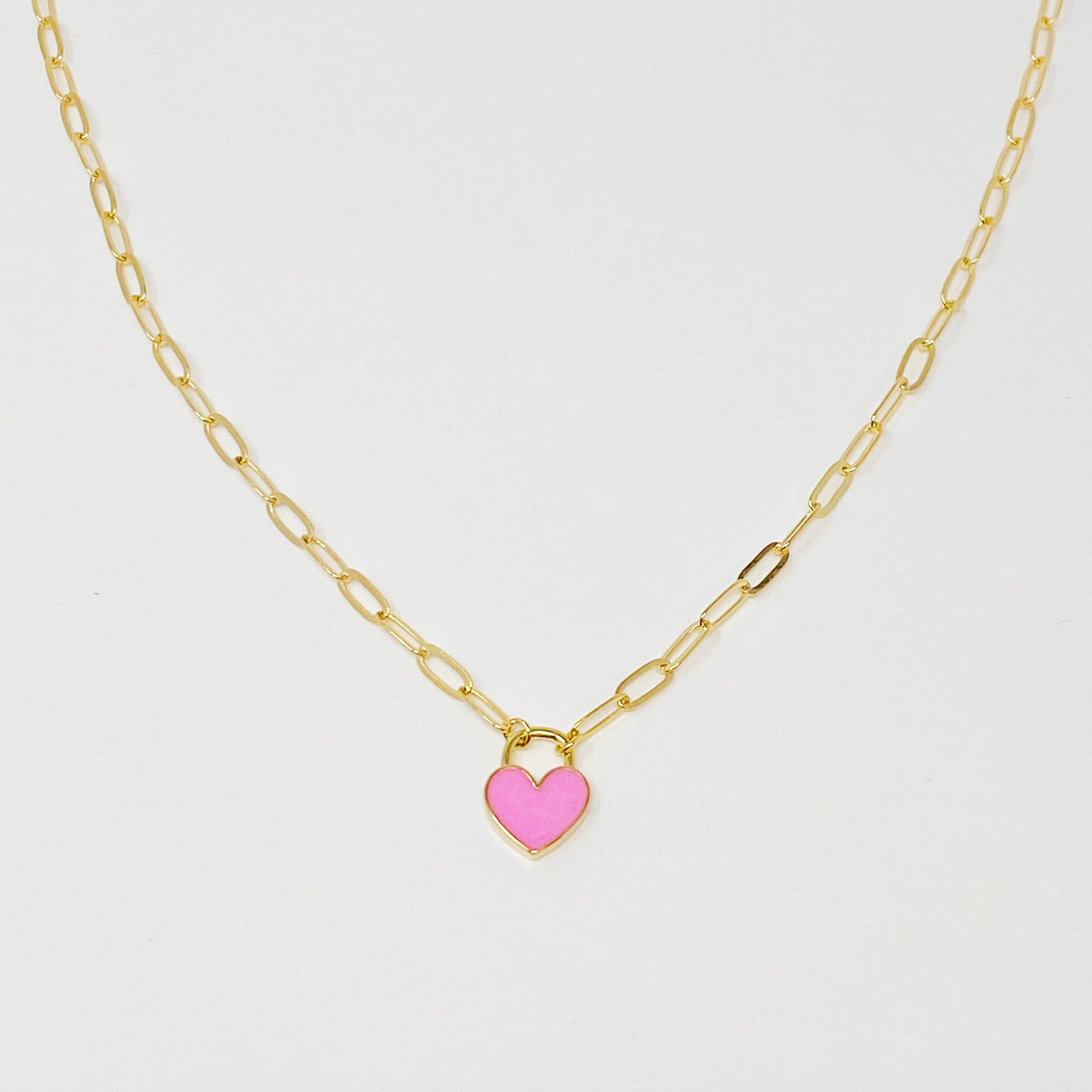 Colored & Locked Heart Necklace