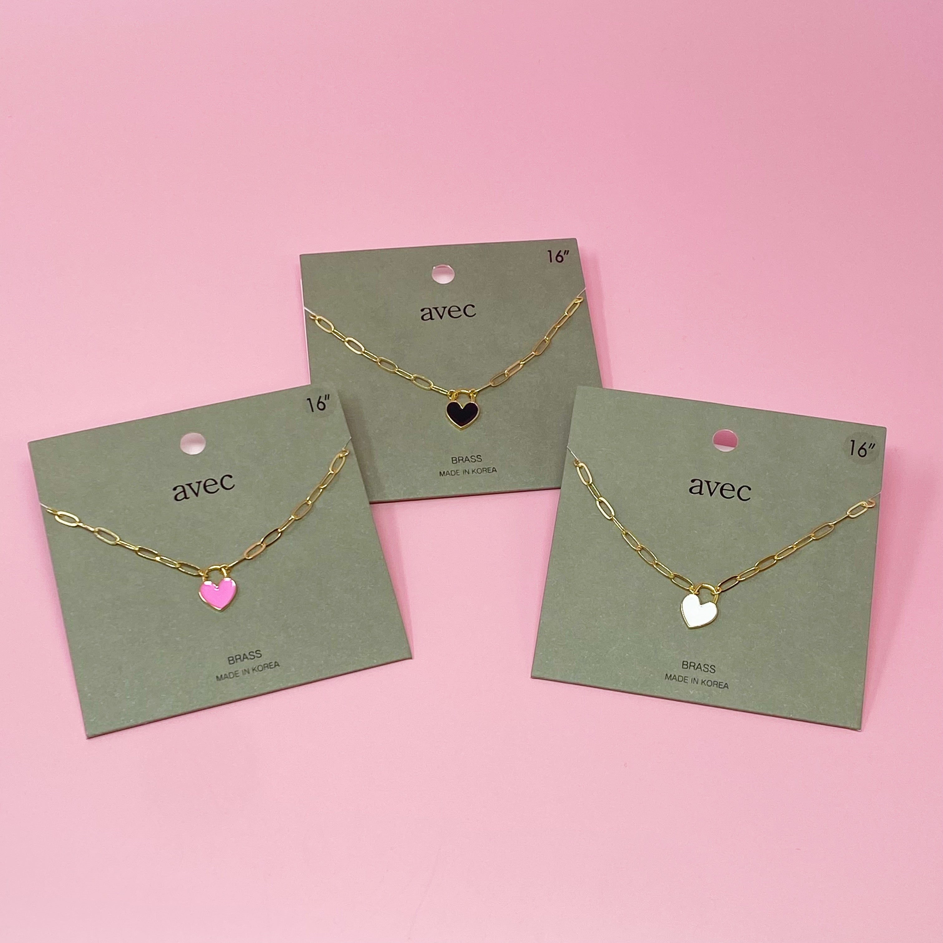 Colored & Locked Heart Necklace