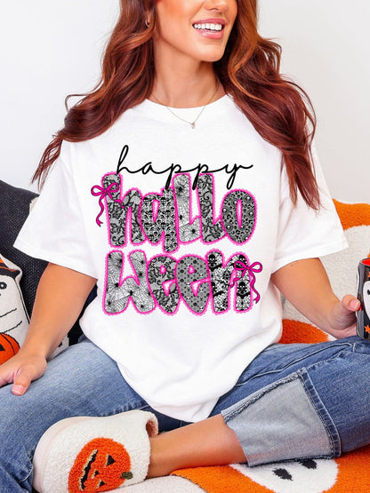 Gildan Lace Happy Halloween T-Shirt