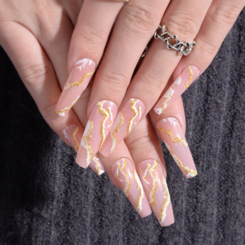 Press-on Nails Nude Marble