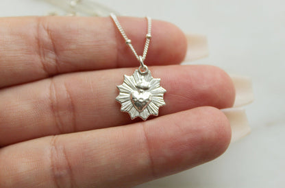 The Little Sacred Heart® minimalist scalloped necklace in sterling silver