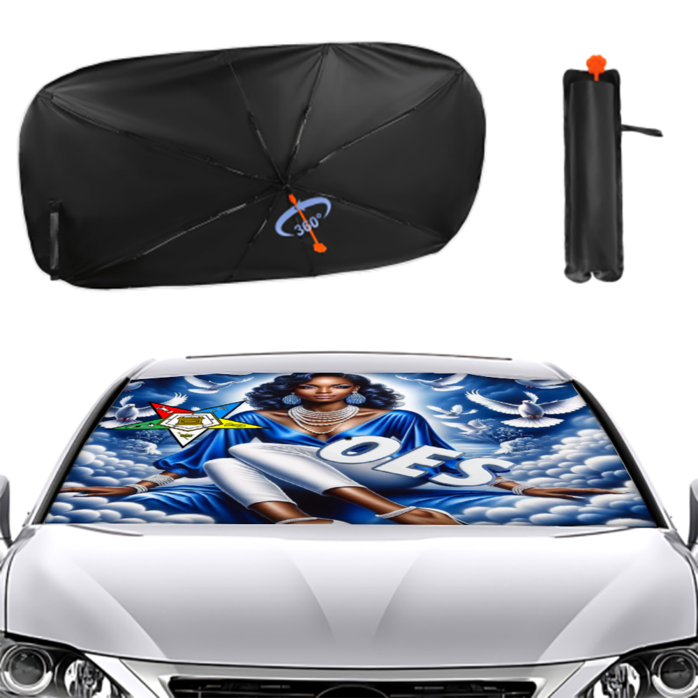 Blue Sky, OES, Sisterhood, Eastern Star, Sorority, Sistar Car Sunshade Umbrella Lightweight and Portable Cover Foldable Auto Protection Accessories