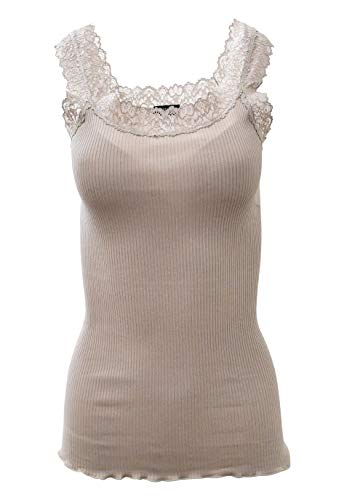 BASIC COTTON Free Spirit Premium Quality 100% Cotton Women's Lace Trim Tank Top Made in Italy