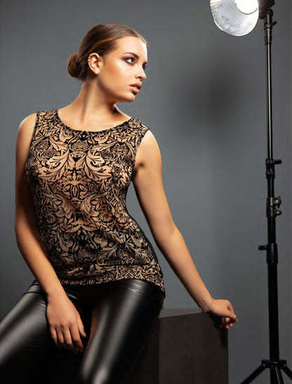 EGI Exclusive Merino Wool Blend Tank Top with Tulle. Proudly Made in Italy.