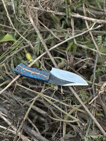 Hunters Knives – 9" D2 Steel Blade with Epoxy Pine Cone Resin Handle & Leather Sheath